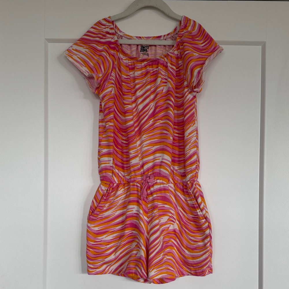 Spotted Zebra Colorful 🦓 Swirl Pattern Romper, Girls Size Large (10), EUC